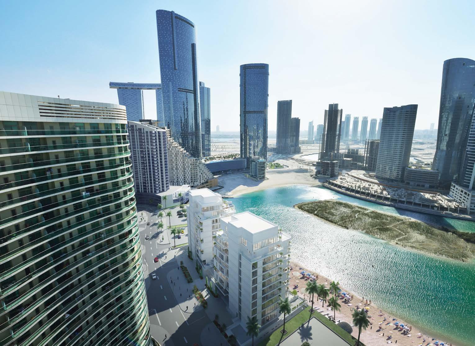 Yasmina Residence exterior in Shams Abu Dhabi, Al Reem Island with views of the Arabian Gulf
